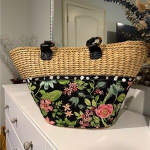Floral Woven Tote Bag